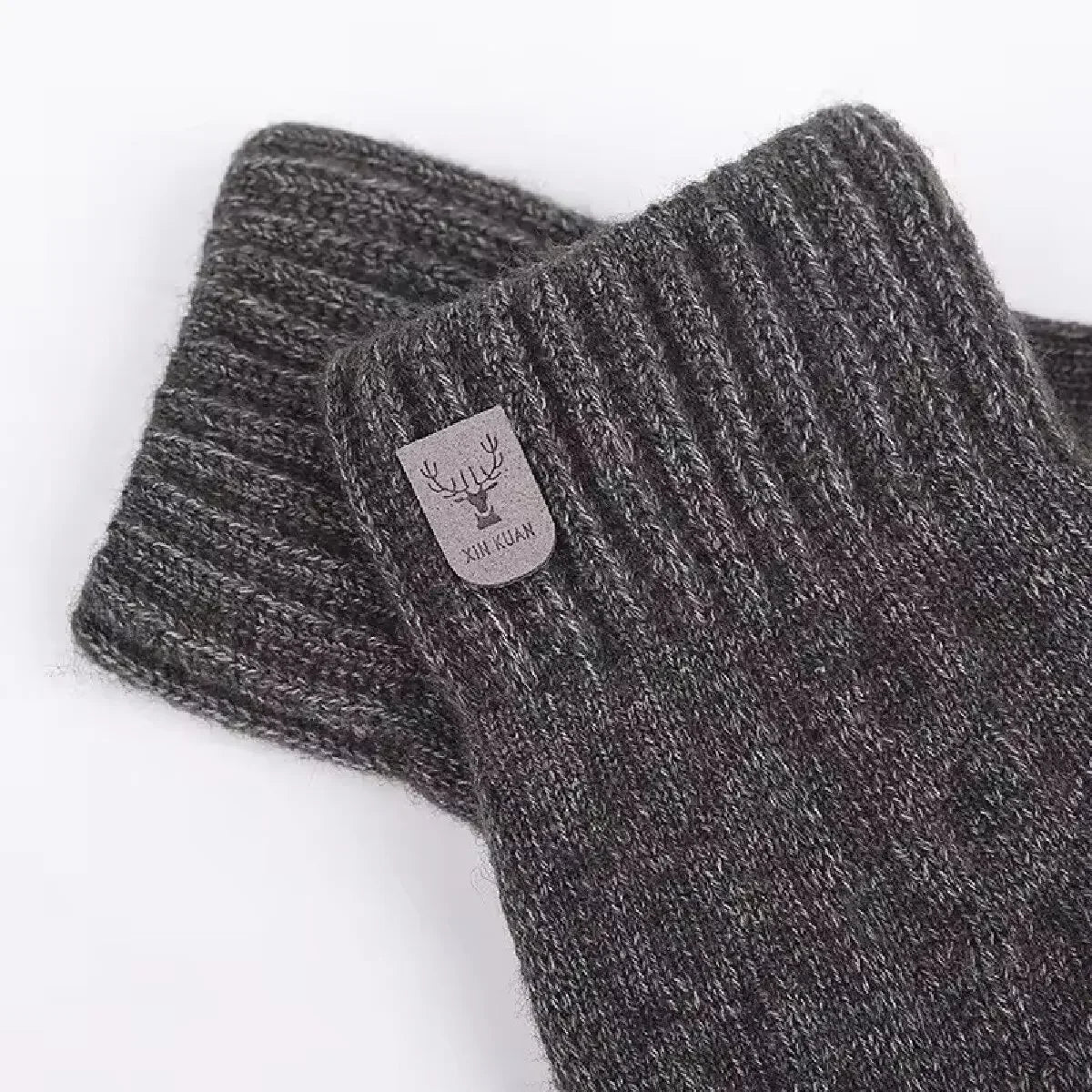 New Men'S Warm Gloves for Winter Touch Screen plus Velvet Thickened Cold-Proof and Warm Wool Knitted Gloves